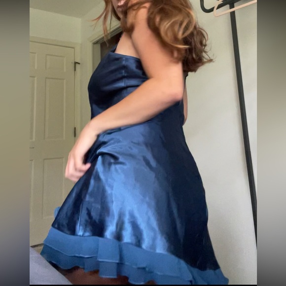 vintage blue silk slip dress - Picture 5 of 16